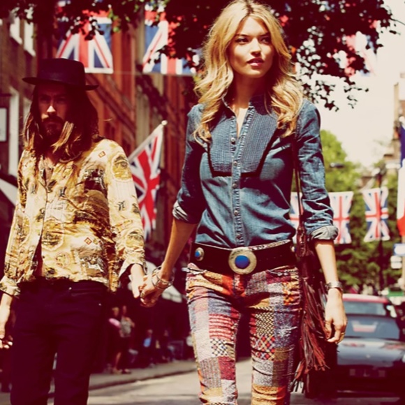 FREE PEOPLE PATCHWORK FLARE CORDS NEW W TAGS - Picture 5 of 9